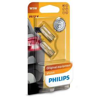 Set 2x bec auto 12V 5W W5W VISION PHILIPS 40421330 transparente