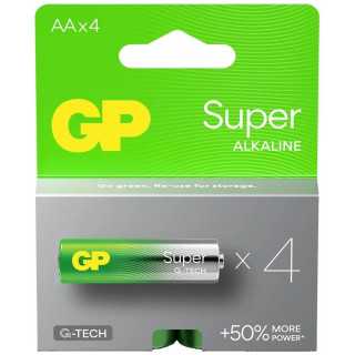 Set 4 baterii alcaline Super GP R6 AA ALKALINA GP15A-PGB4