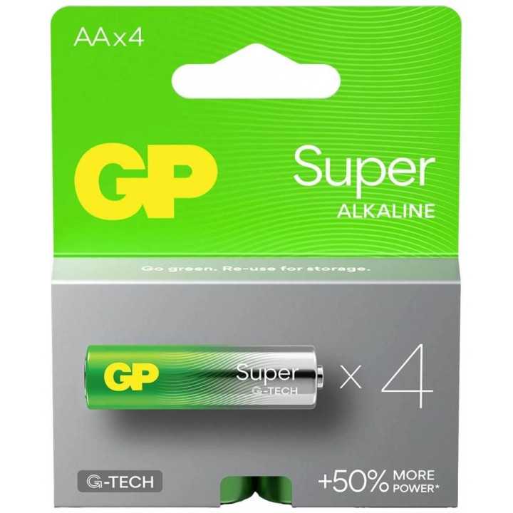 Set 4 baterii alcaline Super GP R6 AA ALKALINA GP15A-PGB4