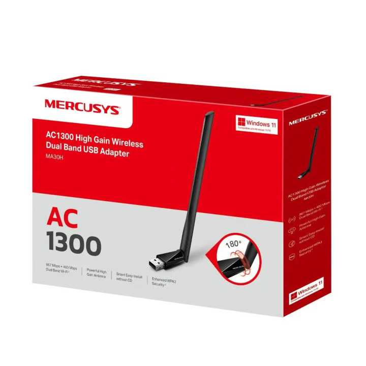 Adaptor retea USB 2.0 MERCUSYS AC1300 MA30H extern wireless 2.4GHz 5GHz 1300Mbps