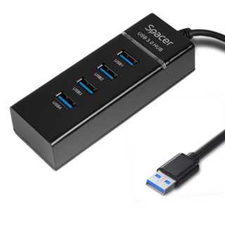 HUB extern SPACER SPH-4USB30-01 porturi USB3.0 x4 conectare prin USB3.0 cablu 1m negru