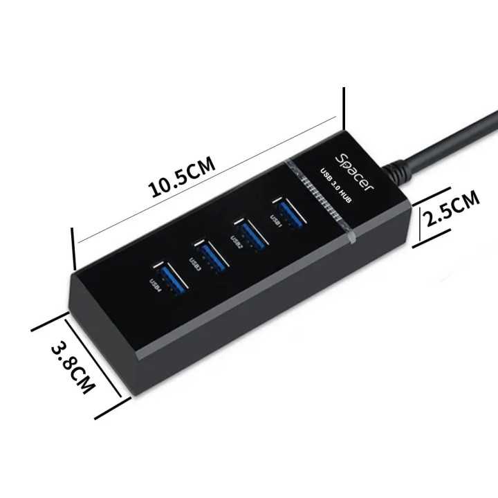 HUB extern SPACER SPH-4USB30-01 porturi USB3.0 x4 conectare prin USB3.0 cablu 1m negru