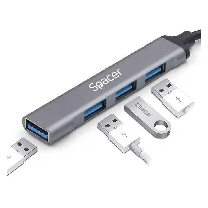 HUB extern SPACER SPHB-USB-4U-01 porturi USB USB3.0 x1 USB2.0 x3