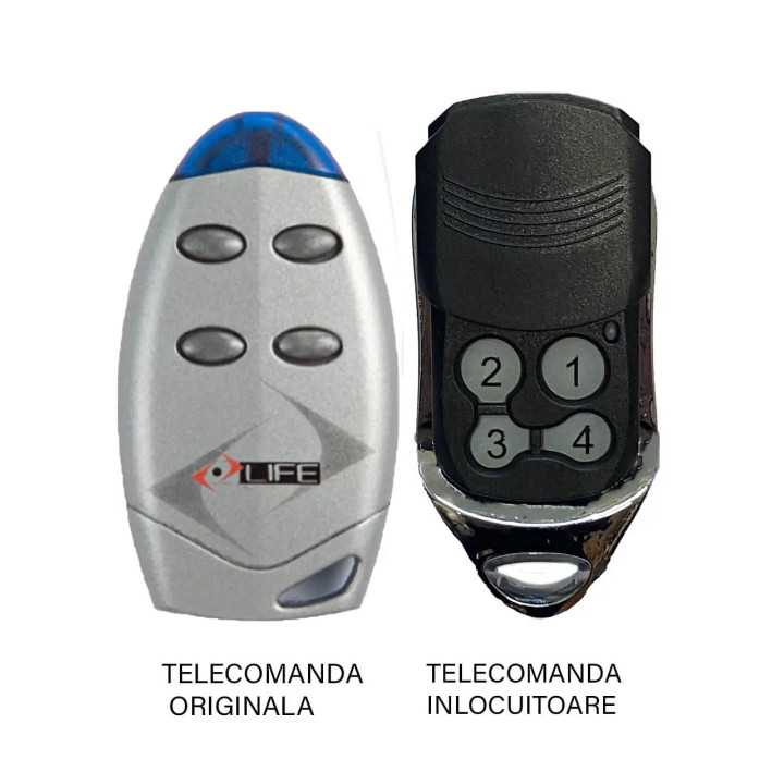 Telecomanda inlocuitoare poarta garaj Life VIP/ VIP4 cu 4 canale/ frecventa 433.92MHz/ Rolling Code (828)