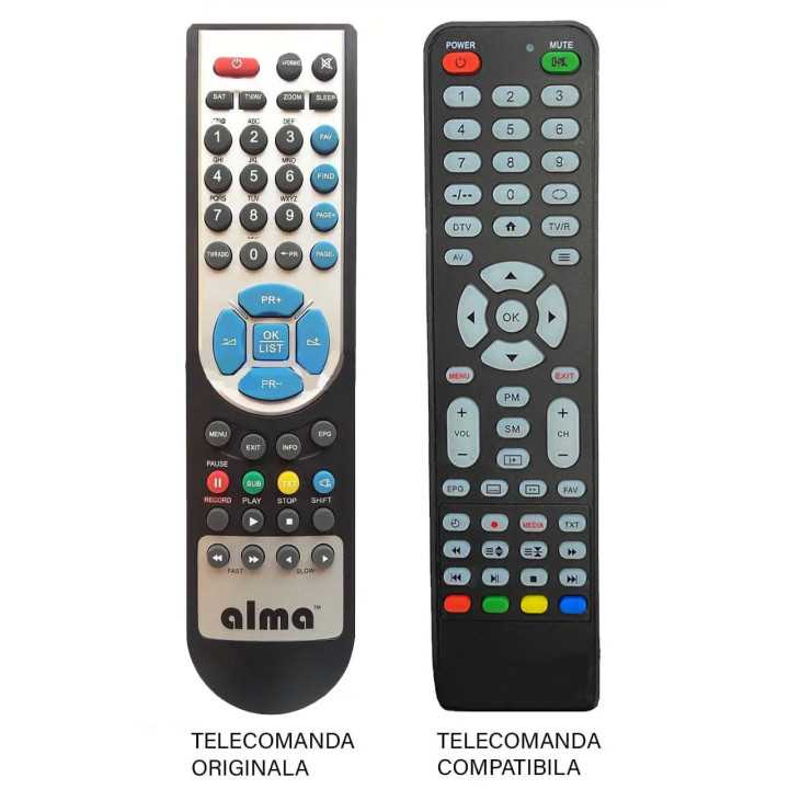Telecomanda inlocuitoare receiver Alma HD S-2000/ HD S-2100/ HD S-2200 compatibil cu originalul (480)