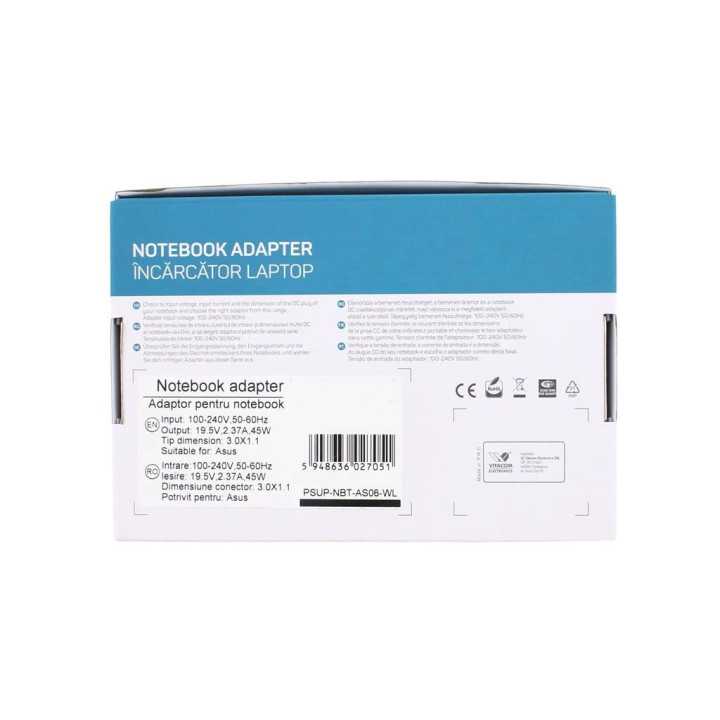 Alimentator pentru laptop Asus 19V 2.37A 45W mufa 3.0X1.1mm Well