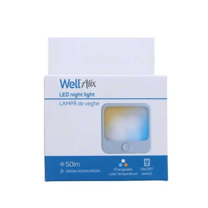 Lampa de veghe Well LEDNCCT-ALIX-WL 1W 50lm 3000K /4200K /6500K cu intrerupator ON/OFF