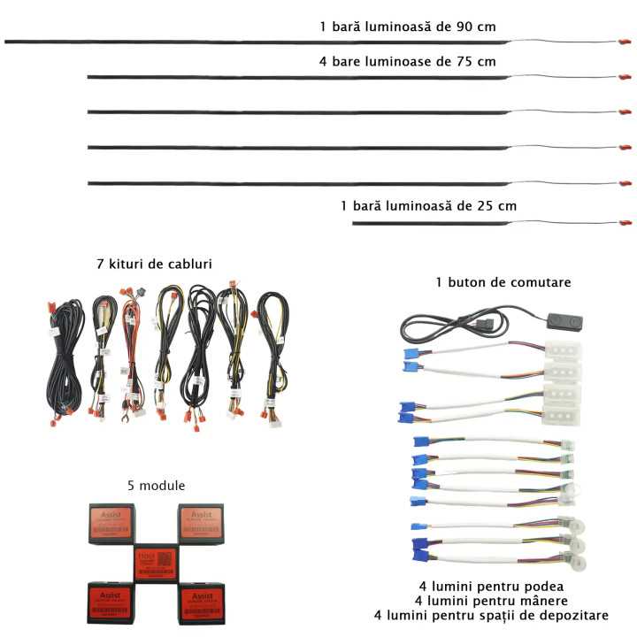 Kit lumini ambientale Profesionale RGB pentru interior auto Carguard LAA001