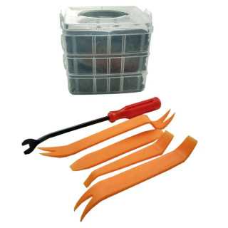 Set pentru auto 16 modele cleme din plastic 620buc + 5 unelte Carguard SCA002