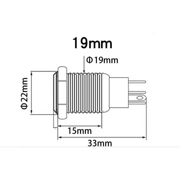 Intrerupator buton LED rosu SW 3 ON-OFF cu retinere metal 19mm 12-24V