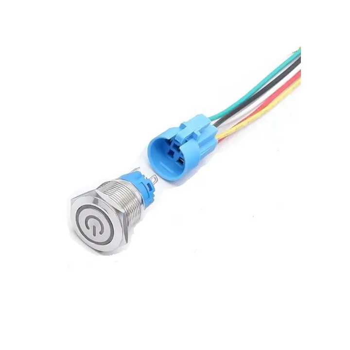 Intrerupator buton LED rosu SW 3 ON-OFF cu retinere metal 19mm 12-24V