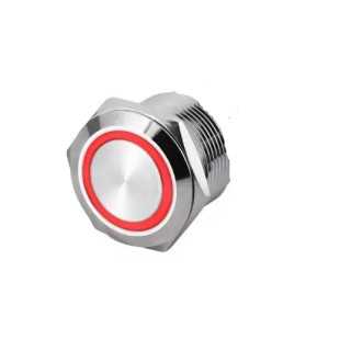 Intrerupator buton LED rosu SW 1 ON-OFF cu retinere metal 12mm 12-24V