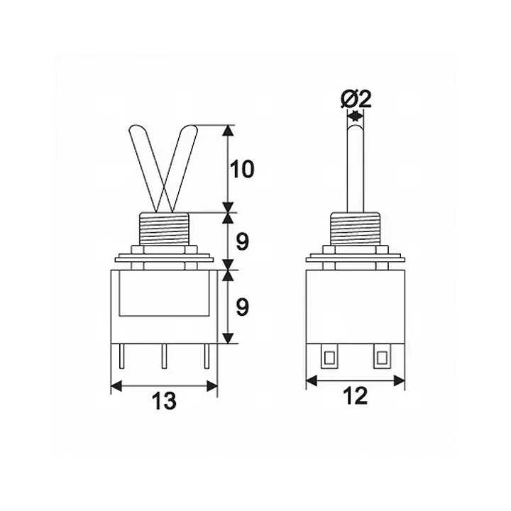 Comutator 2x ON-ON 6 pini 12.5x11.5x8.5mm cu retinere Goobay