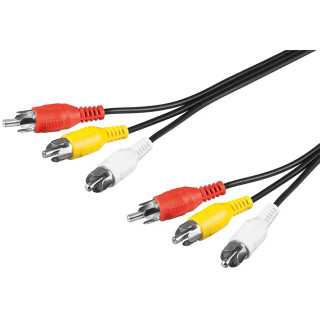 Cablu audio si video 3m 1x video /2x audio L/R 3x RCA tata - 3x RCA tata Goobay 50382