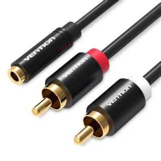 Cablu Jack 3.5 mm mama - 2x RCA tata 1m aurit negru Vention VAB-R01-B100