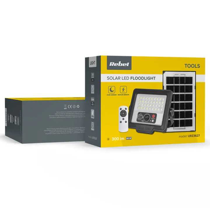 Reflector LED 60W 300lm 6500K cu panou SOLAR 4W IP65 REBEL URZ3627