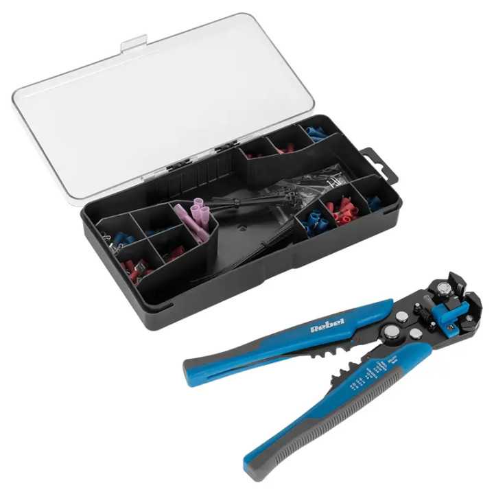 Set cleste de sertizare /dezizolare + 215 conectori Rebel RB-1014