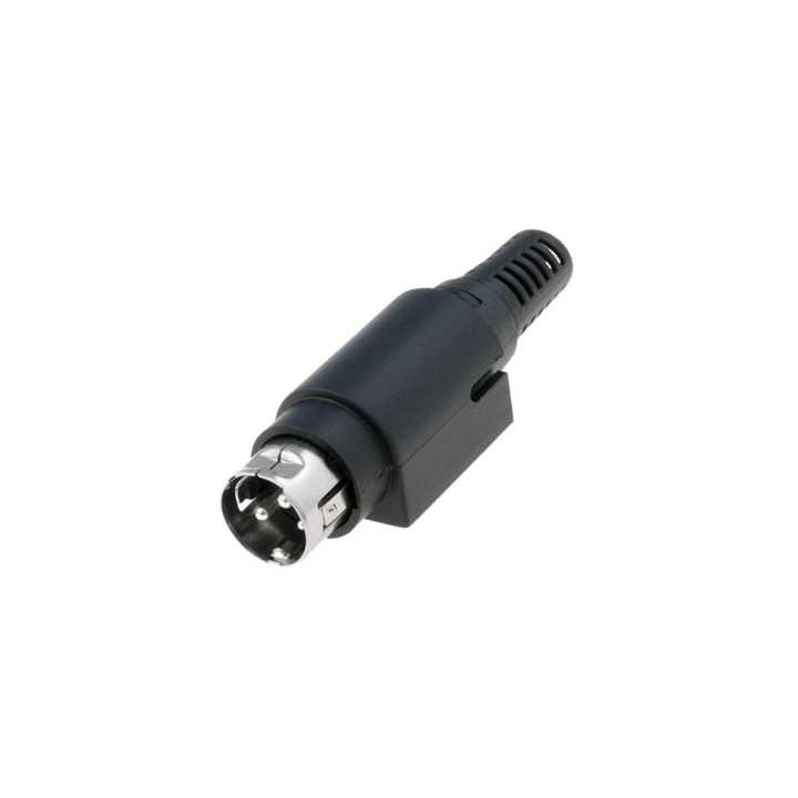 Mufa conector alimentare DC tata 3 pini lipire 6.5mm montare pe cablu Ninigi PC-MDP-401-3P