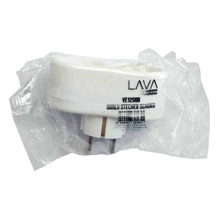 Dublu stecher 2x SCHUKO 16A 3500W alb/rosu VE12000 LAVA Sokets