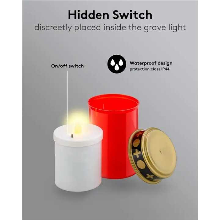 Candela lumanare cu LED rosie cu palpaire IP44 2xAA Goobay 77757