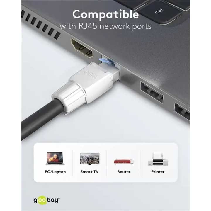 Conector RJ45 CAT6A UTP asamblare rapida fara unelte AWG24-22 Goobay 65941