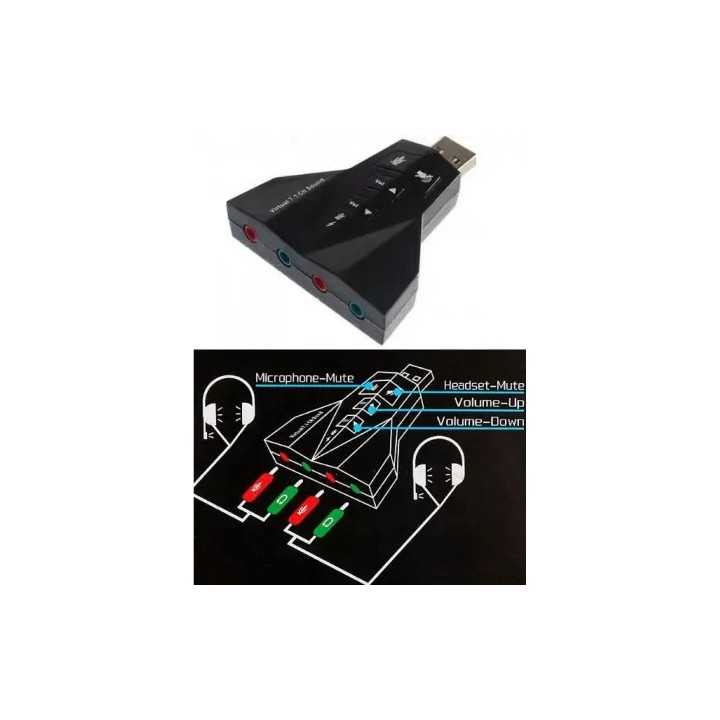 Placa sunet USB 2.0 A la 4x 3.5mm stereo Jack plug&play Sistem 7.1 vitual volume control + mute