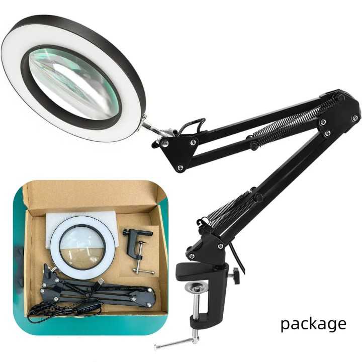 Lupa 100mm 5X cu lumina LED montata pe brat pantografic 22.5cm + 22.5cm