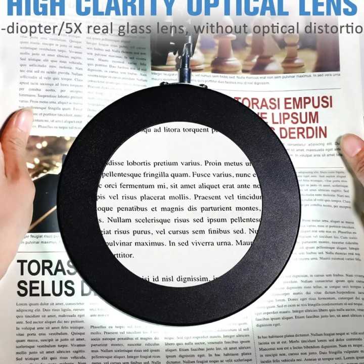 Lupa 100mm 5X cu lumina LED montata pe brat pantografic 22.5cm + 22.5cm