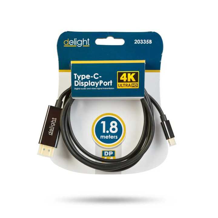 Cablu USB-C la DisplayPort v1.4 4K 60Hz 1.8m delight 20335B