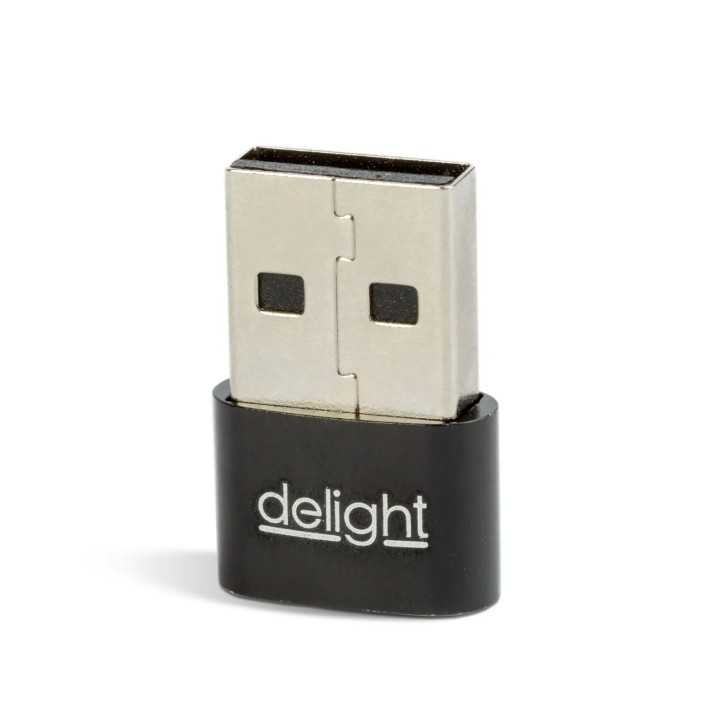 Adaptor Type-C mama - USB-A tata 2.4A 5V negru compact delight 55556BK