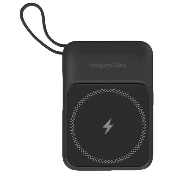 Power Bank inductie Kruger&Matz KM0913-B 10000mAh Li-ion Mag Safe wireless 15W / USB-C 20W /USB-A 22.5W / Lightning 10W