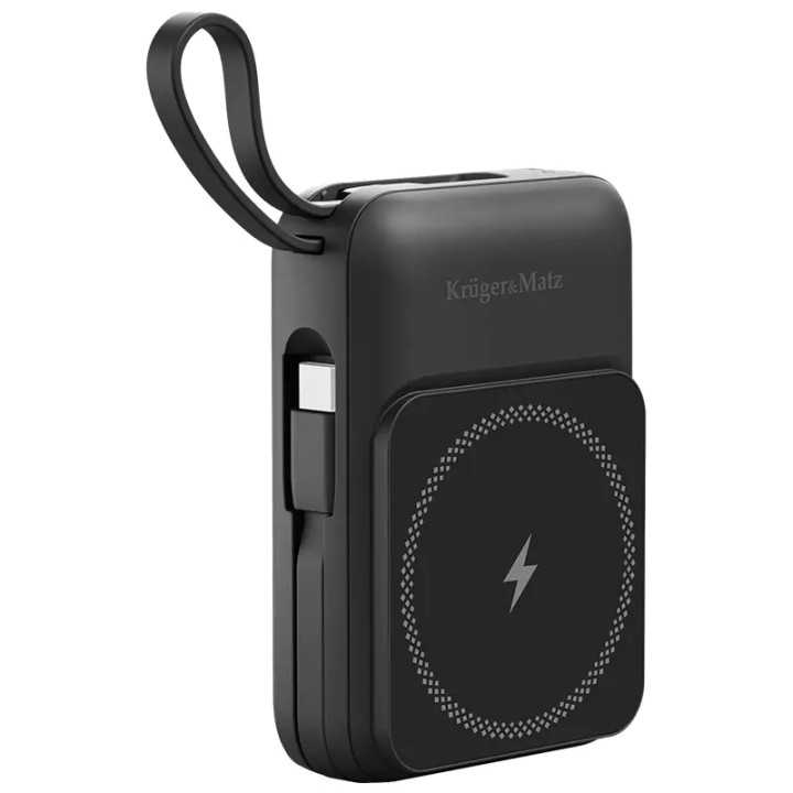 Power Bank inductie Kruger&Matz KM0913-B 10000mAh Li-ion Mag Safe wireless 15W / USB-C 20W /USB-A 22.5W / Lightning 10W