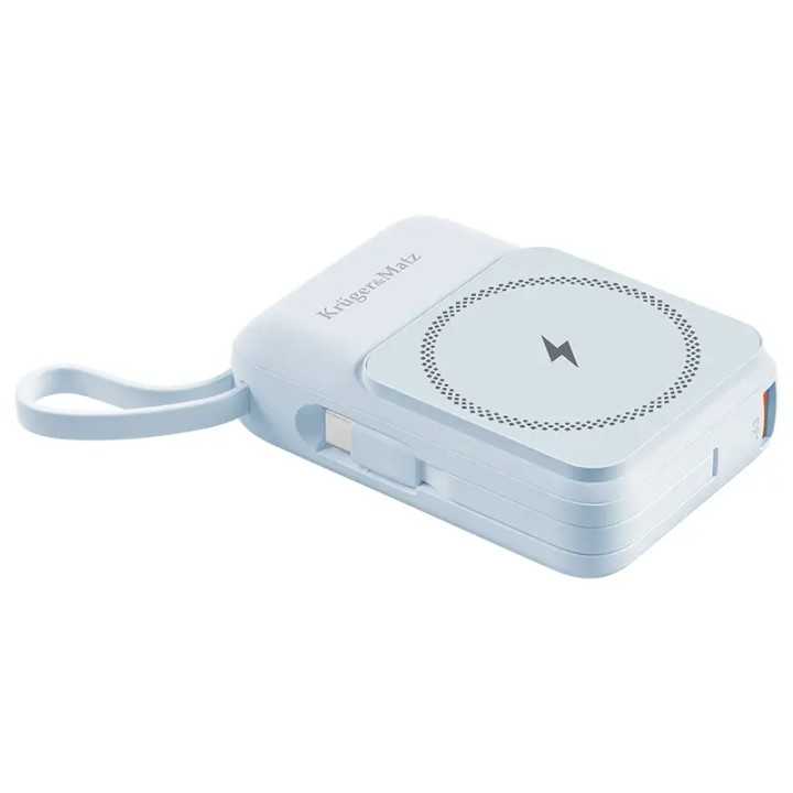 Power Bank inductie Kruger&Matz KM0913-BL 10000mAh Li-ion Mag Safe wireless 15W / USB-C 20W /USB-A 22.5W / Lightning 10W