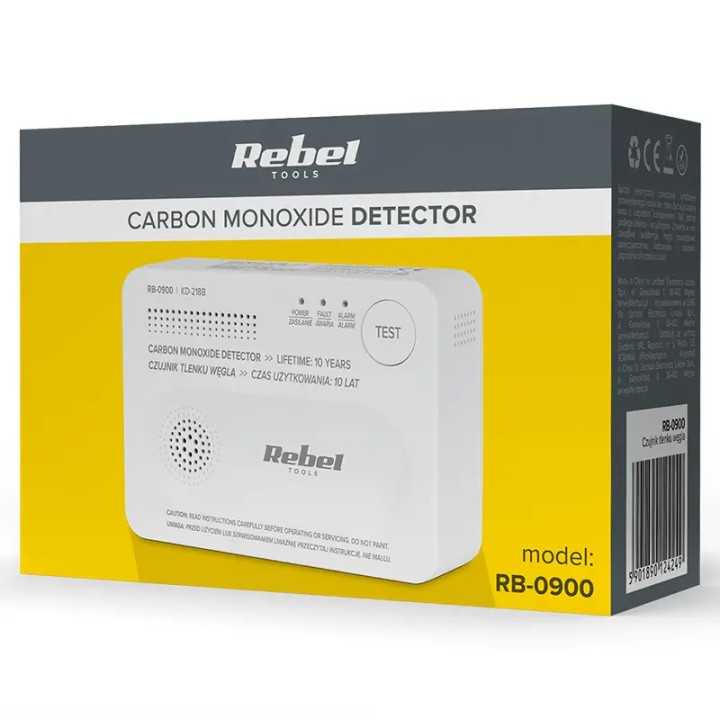 Detector senzor Gaz detectat monoxid de carbon 3x AA REBEL RB-0900