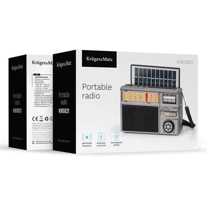 Radio portabil analog SOLAR AM /FM /SW 3W 145x60.9x96.4mm Kruger&atz KM0831