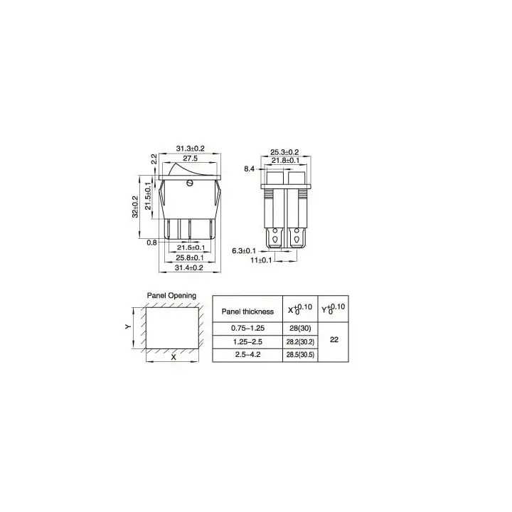 Intrerupator dublu ON-OFF 6 poli 250V 15A buton rosu + verde 22x28.4mm