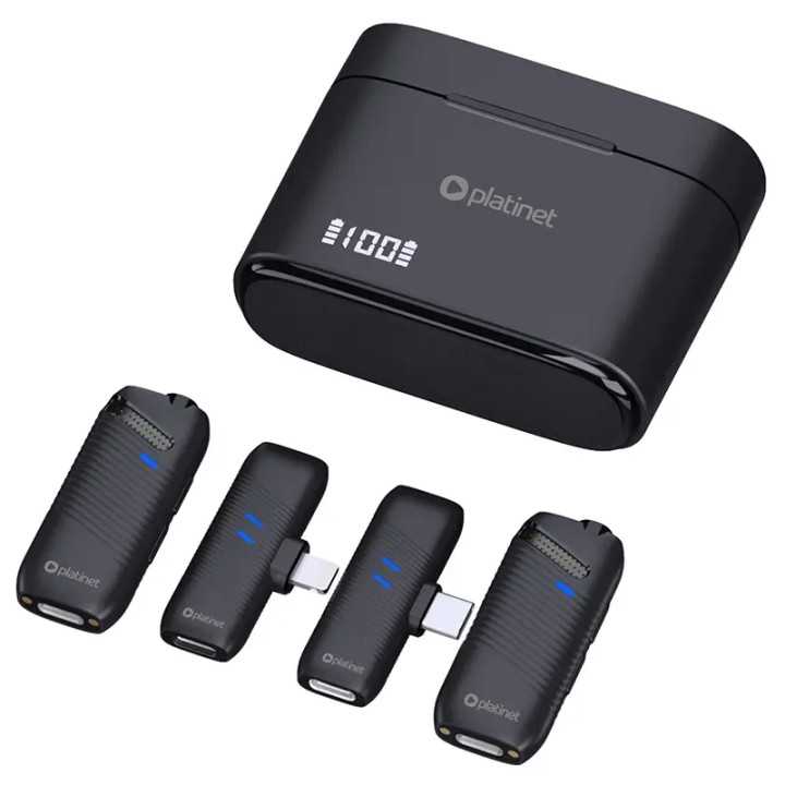Set lavaliera microfon 2in1 wireless 2.4GHz 25m Plug & Play Android /iOS Platinet PLMM30