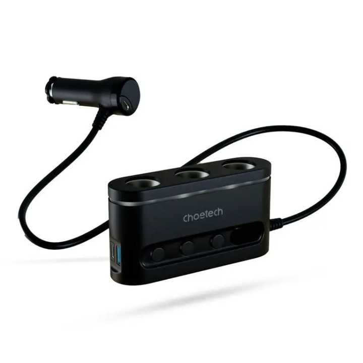 Multiplicator bricheta auto Choetech TC0021 3 iesiri 2x USB-C PD 30W 1x USB A QC3.0 18W