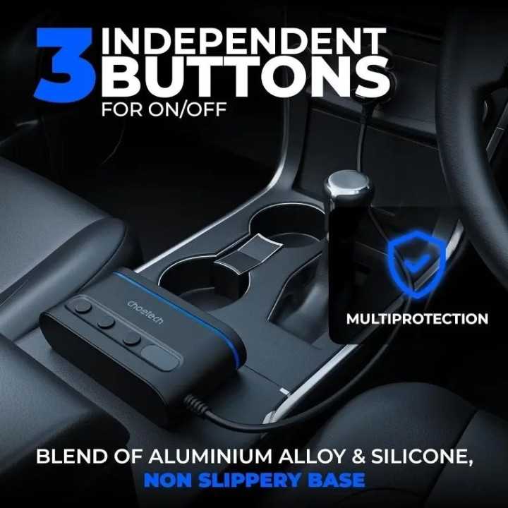 Multiplicator bricheta auto Choetech TC0021 3 iesiri 2x USB-C PD 30W 1x USB A QC3.0 18W