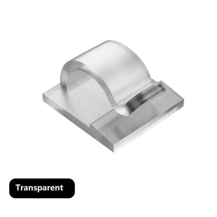 Set 24buc organizatoare de cabluri Well autoadezive transparente ORG-CABLE-S0224TT-WL