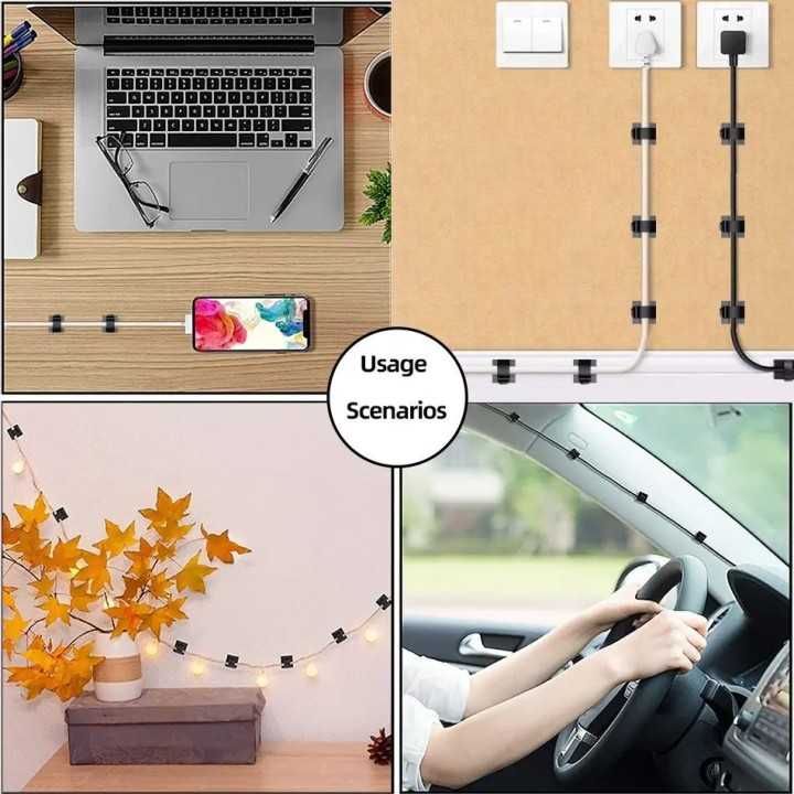 Set 24buc organizatoare de cabluri Well autoadezive transparente ORG-CABLE-S0224TT-WL