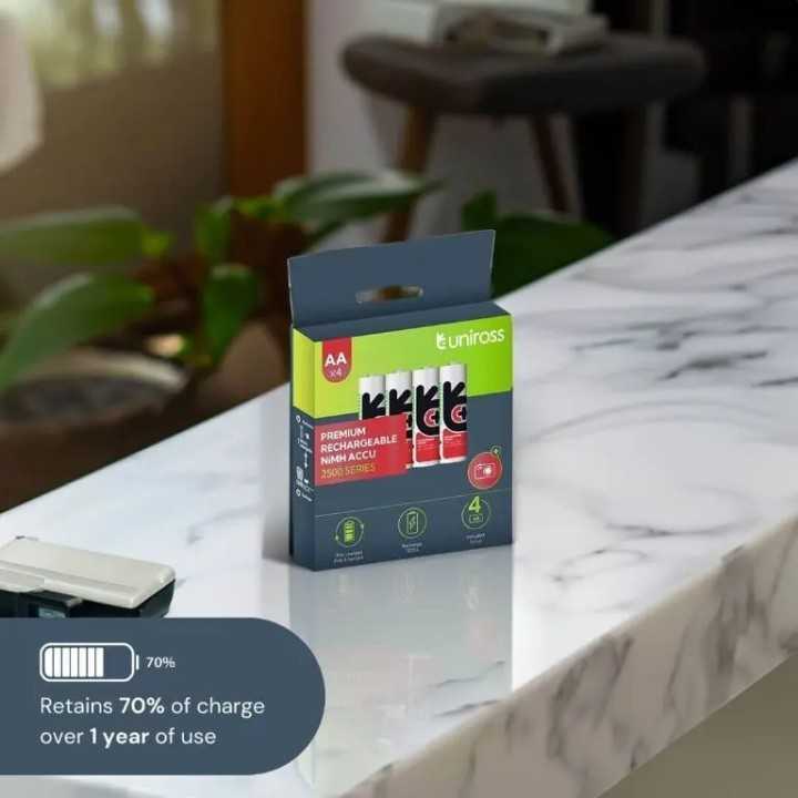 Set 4buc acumulatori NiMH Uniross UH4AA2500 R6 AA 2500mAh