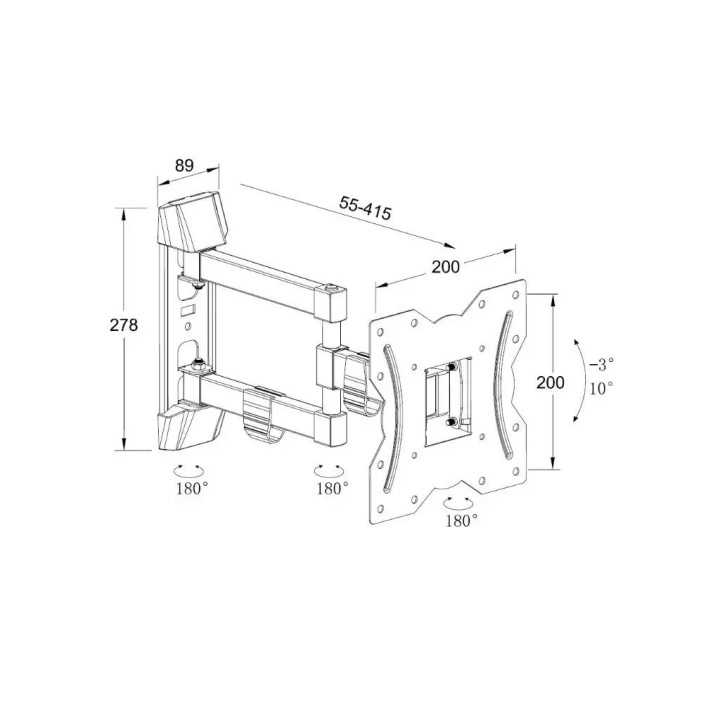 Suport TV LCD de perete 13"-43" reglabil 3 brate Well TVS-LCD-SW343-WL