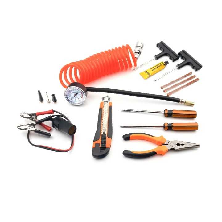 Compresor auto 12V Carguard COM002 Heavy-Duty dublu cilindru 50L/min 150PSI LED +kit reparatie anvelope