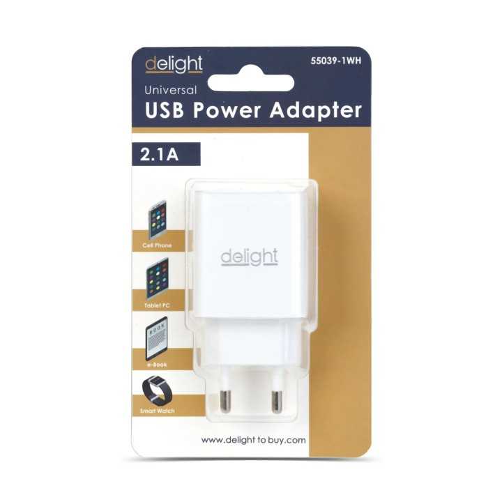 Adaptor de incarcare 1x USB 5V 2.1A alb delight 55039-1WH