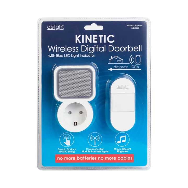 Sonerie fara fir Kinetic fara baterii cu priza 230V integrata alb delight 55338