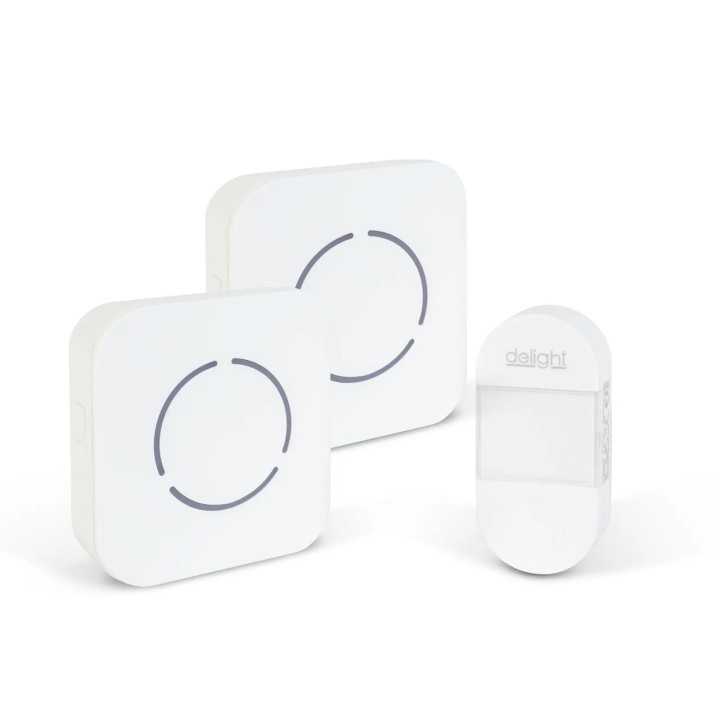 Sonerie fara fir Kinetic fara baterii 1 buton +2 receptoare alb delight 55331WH-2