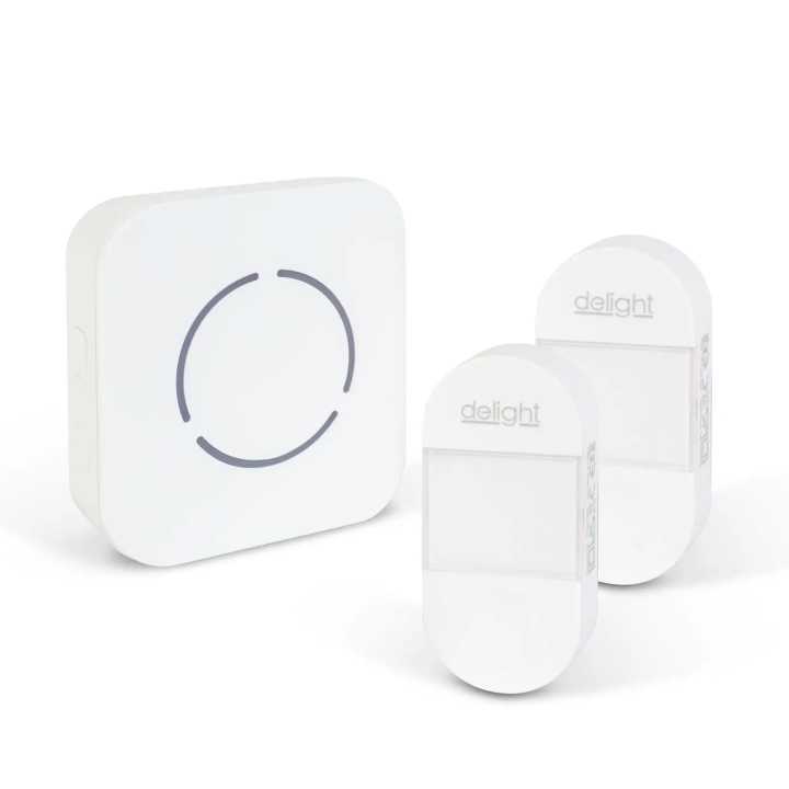 Sonerie fara fir Kinetic fara baterii 2 butoane IP44 exterior alb delight 55332WH-2
