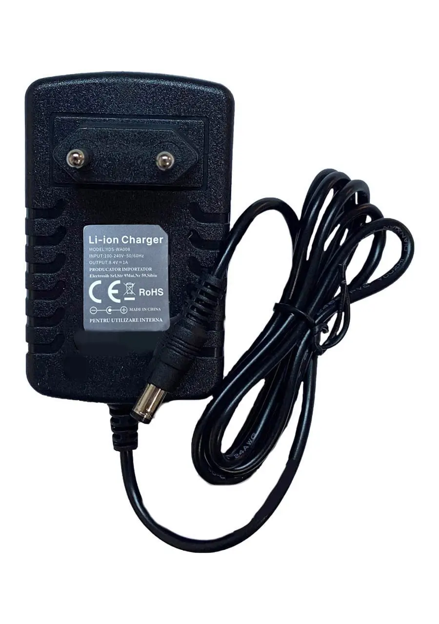 Incarcator Li-ion 100-240V - 8.4V 1A cu mufa 5.5x2.5 mm cu debransare (509)