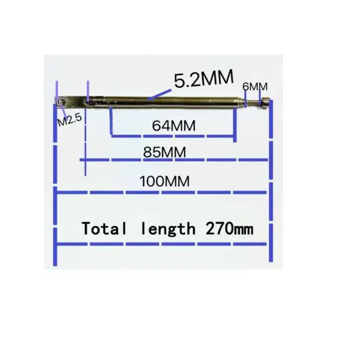 Antena telescopica 5 segmente 5264 100-270mm + balama ANTENA-RADIO3